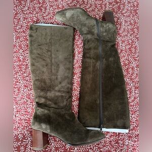 Sezane Dark Green Heeled Boots Suede size 41